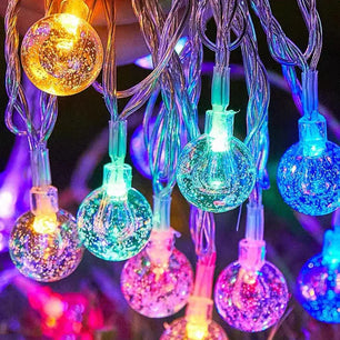 1.5-10M LED Crystal Ball Garland Lights – Battery Operated Fairy Lights with 10/20/40/80 LEDs, Perfect for Indoor Christmas and Holiday Decor!