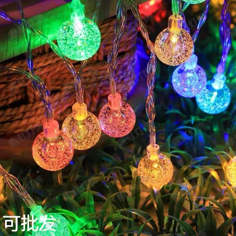 1.5-10M LED Crystal Ball Garland Lights – Battery Operated Fairy Lights with 10/20/40/80 LEDs, Perfect for Indoor Christmas and Holiday Decor!